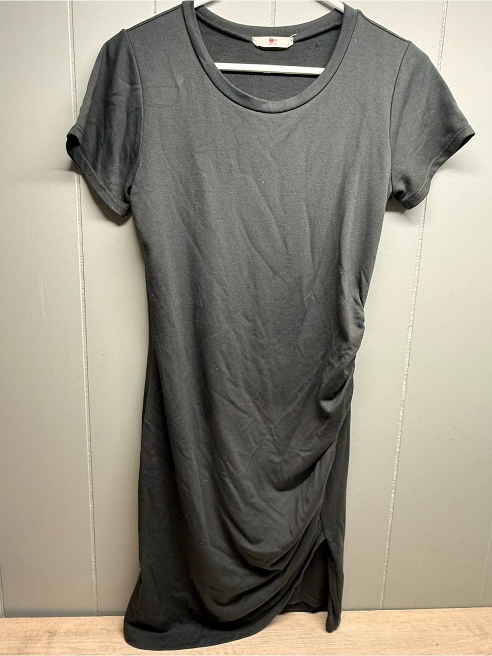 Axis Green Short Sleeve Ruched T-Shirt Dress